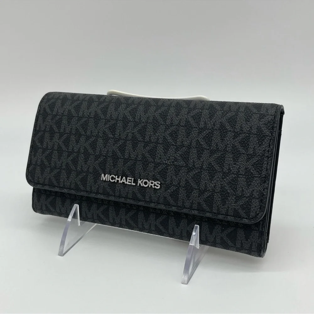 Michael Kors Large Trifold Wallet Black Signature